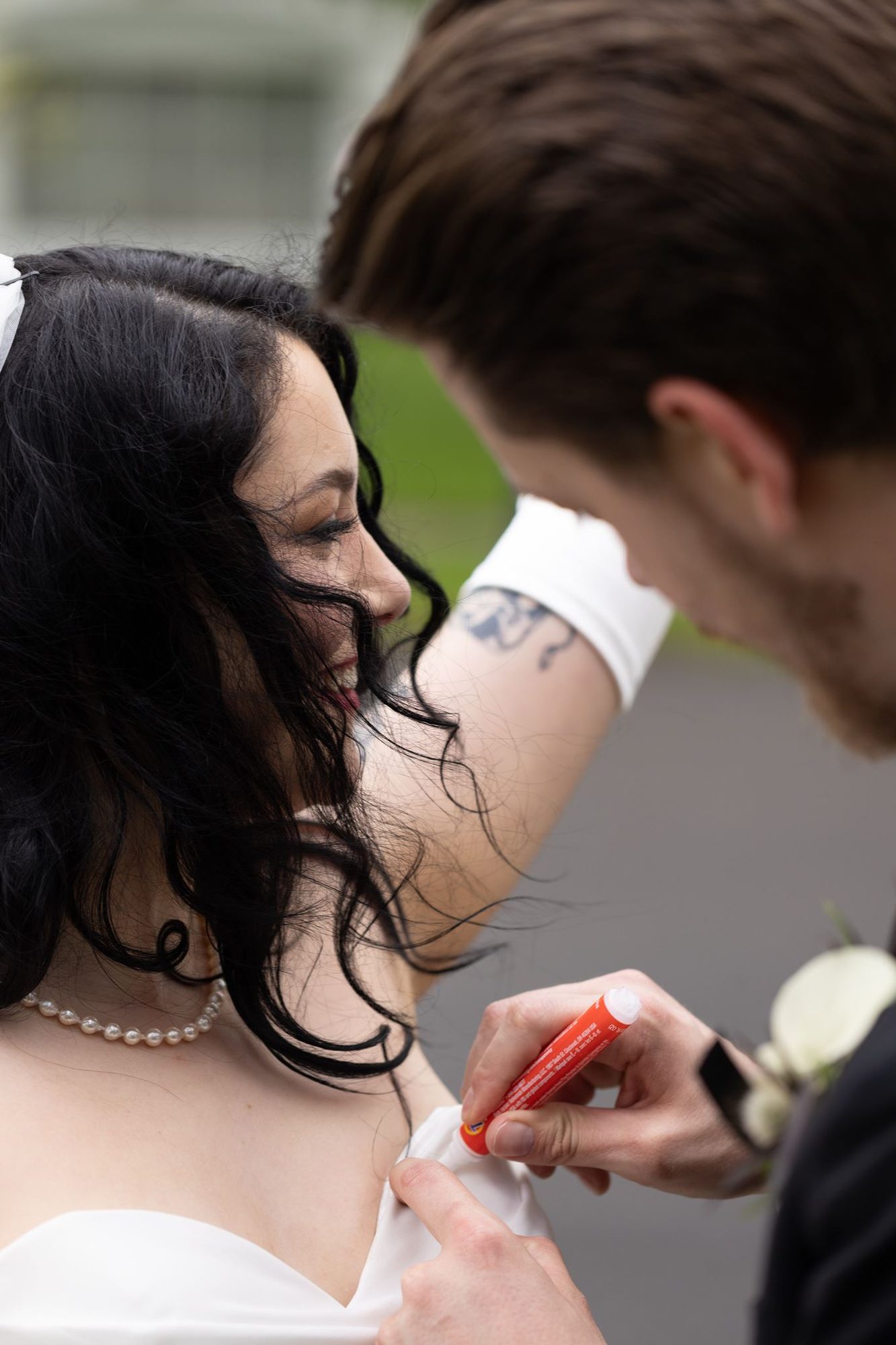 A quiet moment while getting ready before the wedding.